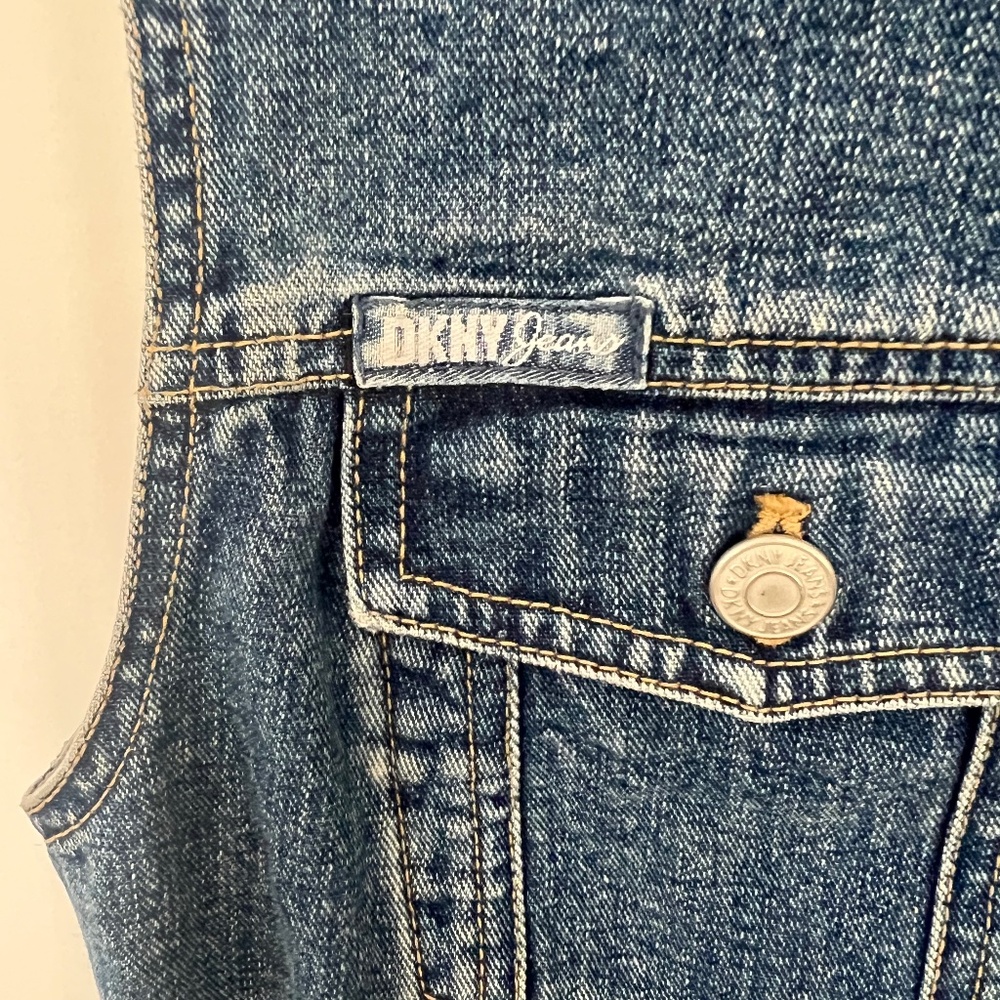Perfect Vintage Denim Vest with Defined Waist DKNY